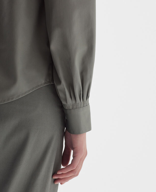 Camisa de algodón satinado J560 basil dark green