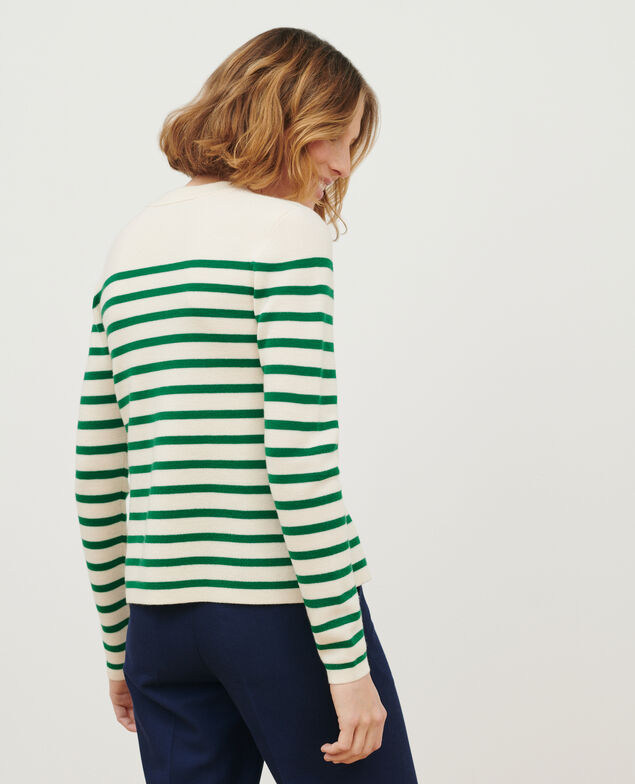 MADDY - Jersey marinero de lana merina A553 green stripe 2wju244w21