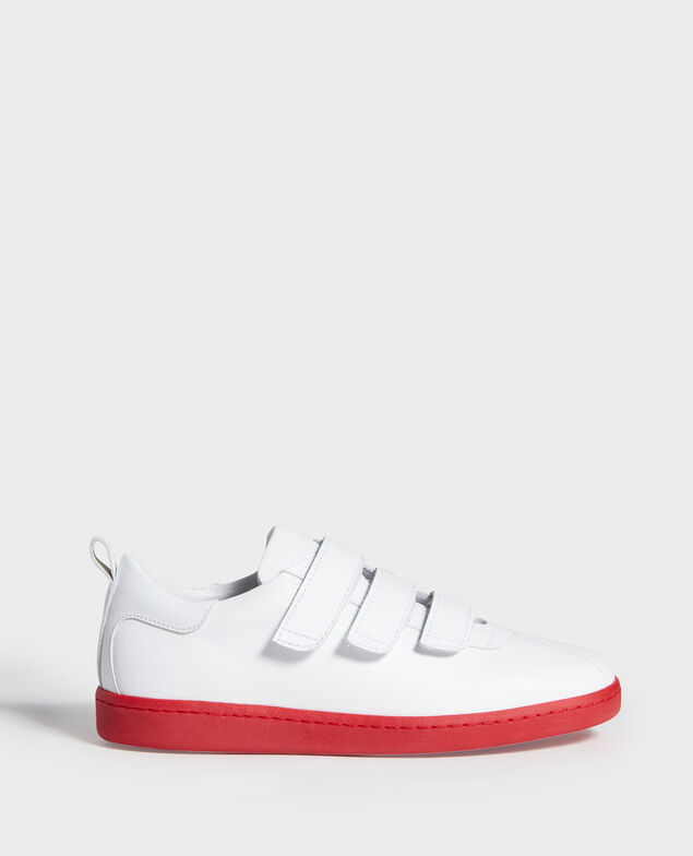 Sneakers de cuero con tiras de velcro White fiery red