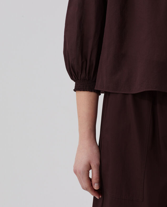 Blusa de gasa de algodón J790 chocolate plum