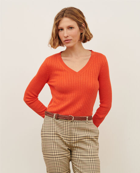 Jersey con textura de lino 0250 tiger lily orange 3sju191l01