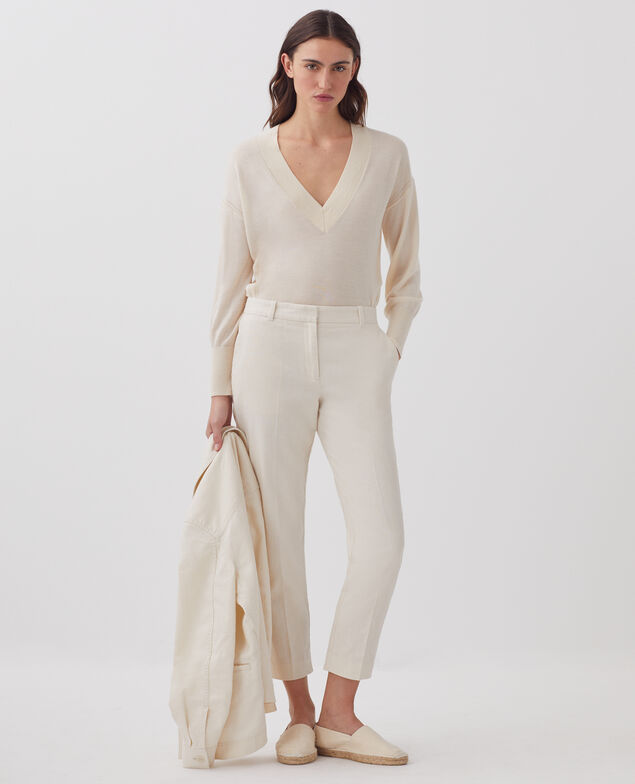 MARGUERITE - Pantalón cigarette H303 white swan