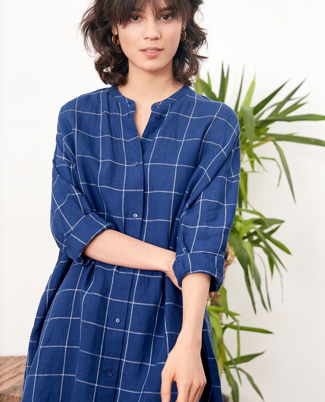 Vestido amplio de lino  Indigo