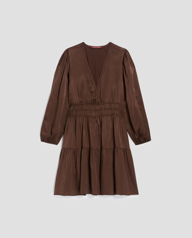 Vestido corto fluido I390 coffee bean
