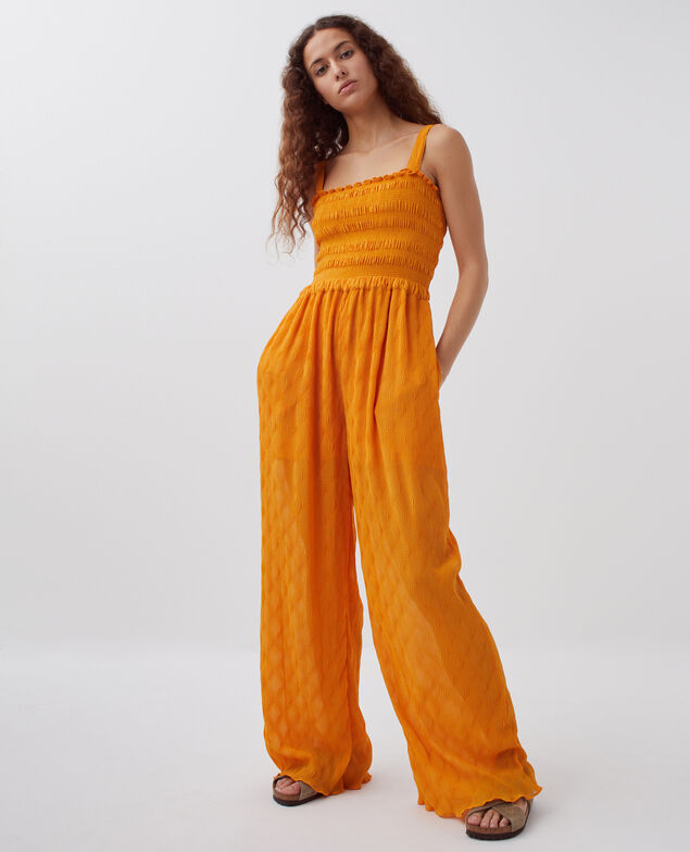 Mono largo fluido con fruncidos H221 orange butter