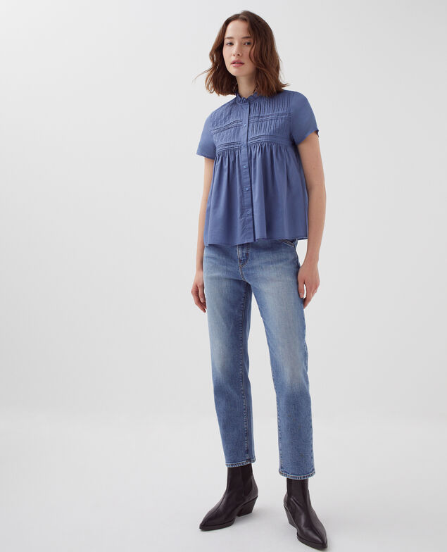 Blusa de manga corta I640 gray blue
