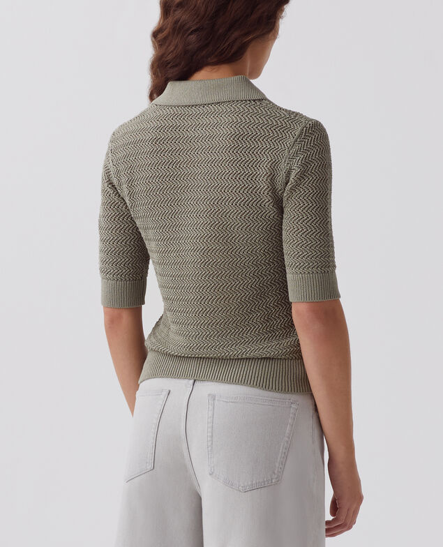 Jersey cuello polo con cremallera de algodón J050 shadow gray