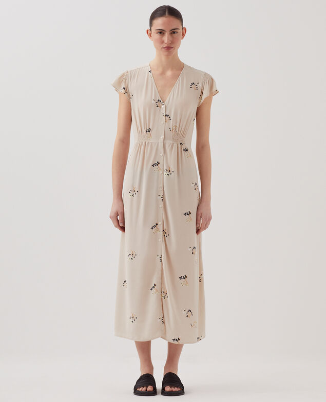 LUDIVINE - Vestido largo fluido J311 fl bouquet beige
