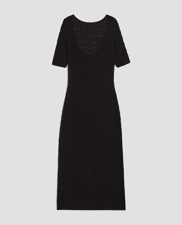 Vestido largo de algodón de crochet con textura H091 black beauty