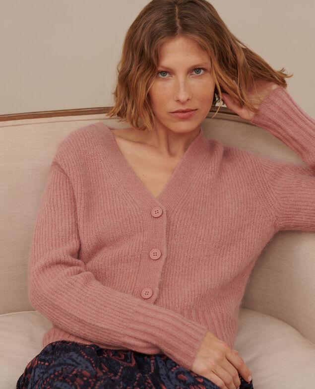 Cárdigan de alpaca mezclada A110 pink knit 3wca050w38