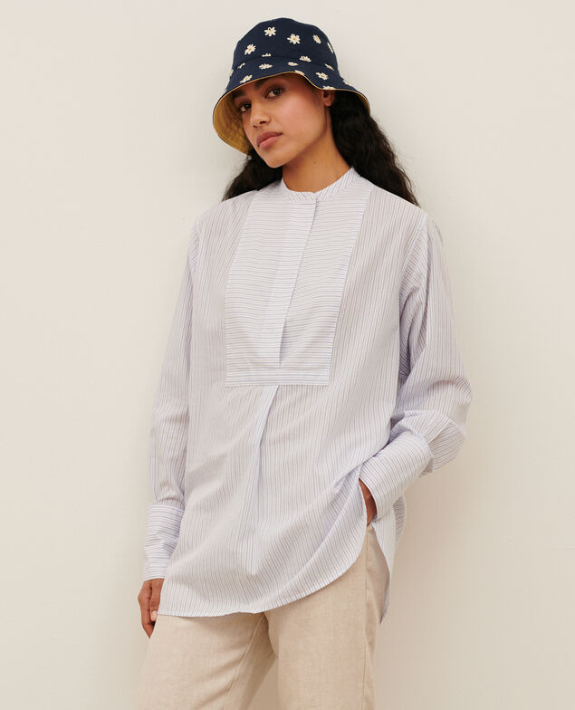 Camisa de algodón con bajo redondeado