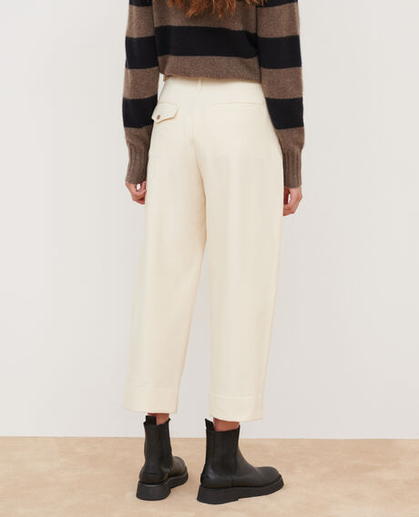 PEGGY - Pantalón carrot de sarga con punto jersey