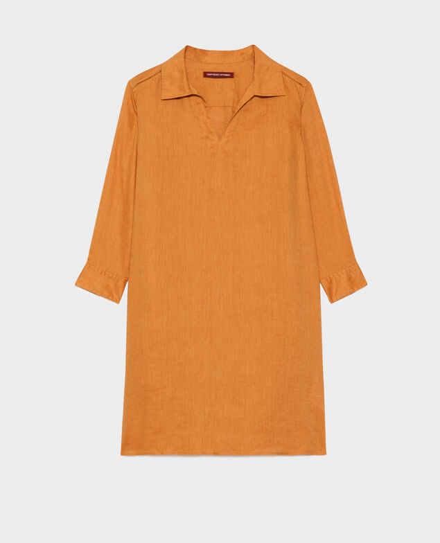 DAISY - Vestido amplio de lino 0320 almond brown