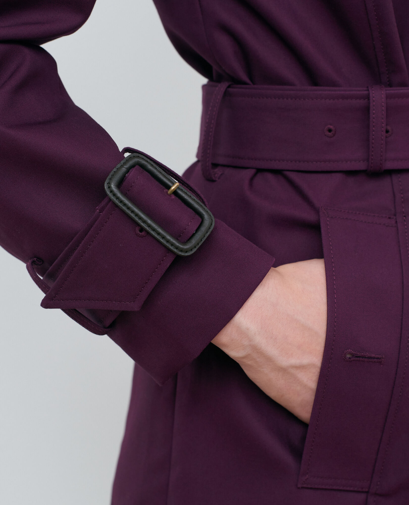 CATHERINE - Trench de algodón con cinturón longitud media Potent purple Mambert