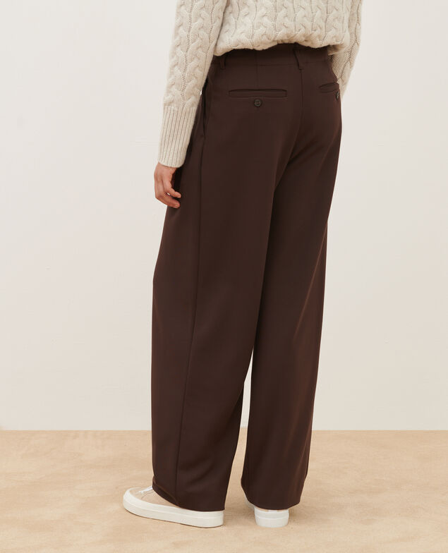 YVONNE - Pantalón amplio y fluido A371 solid brown coffee 3wpj003v08