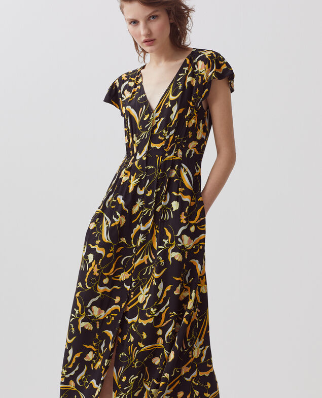 LUDIVINE - Vestido estampado fluido H094 delicate fl black2