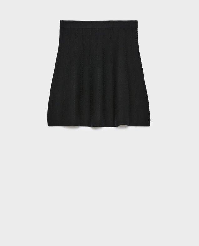 Falda corta de lana merino A092 black knit 3wsk137w21