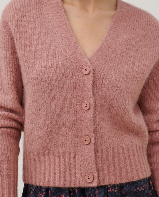 Cárdigan de alpaca mezclada A110 pink knit 3wca050w38