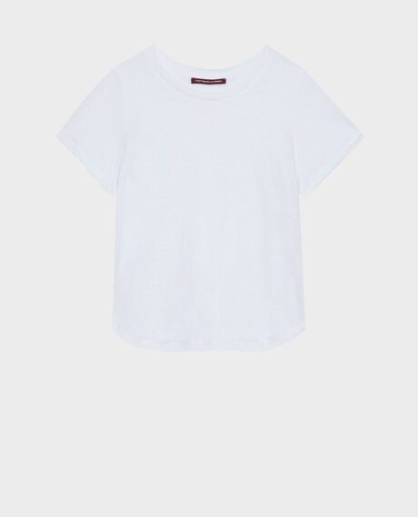 AMANDINE - Camiseta con cuello redondo de lino 00 white 2ste055f05