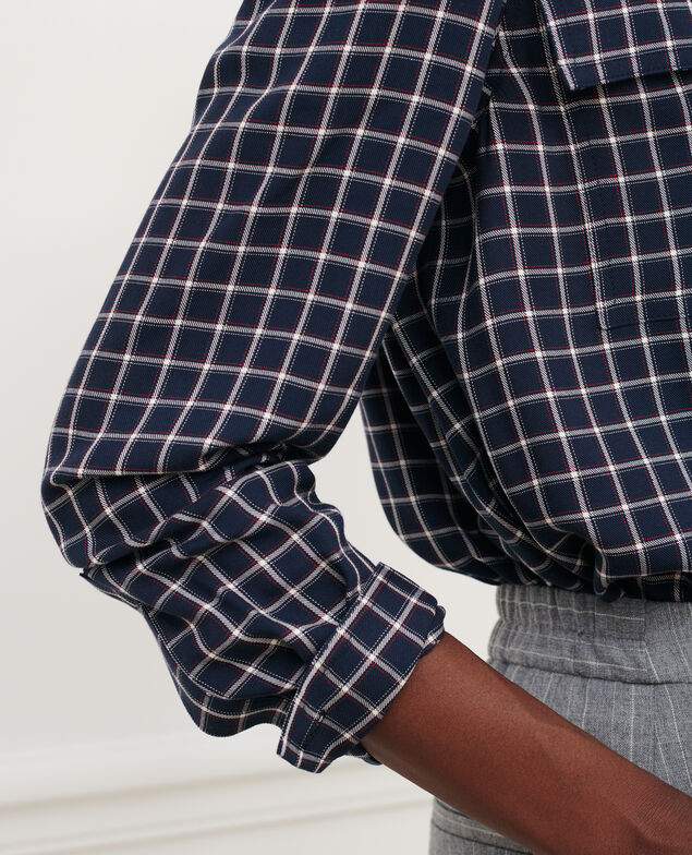Camisa fluida de cuadros 8869 69 navy check 2wsh226v13