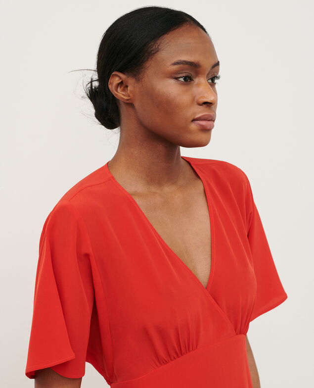 Vestido midi de seda 7024c 14 red