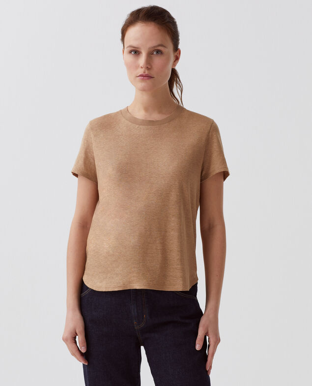 AMANDINE - Camiseta con cuello redondo de lino H330 tiger's eye