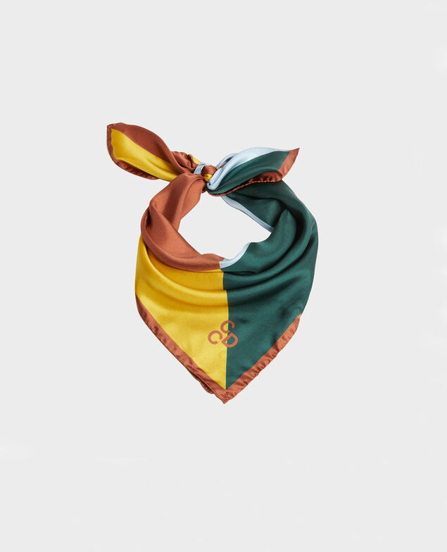 Foulard cuadrado de seda multicolor Lemon curry