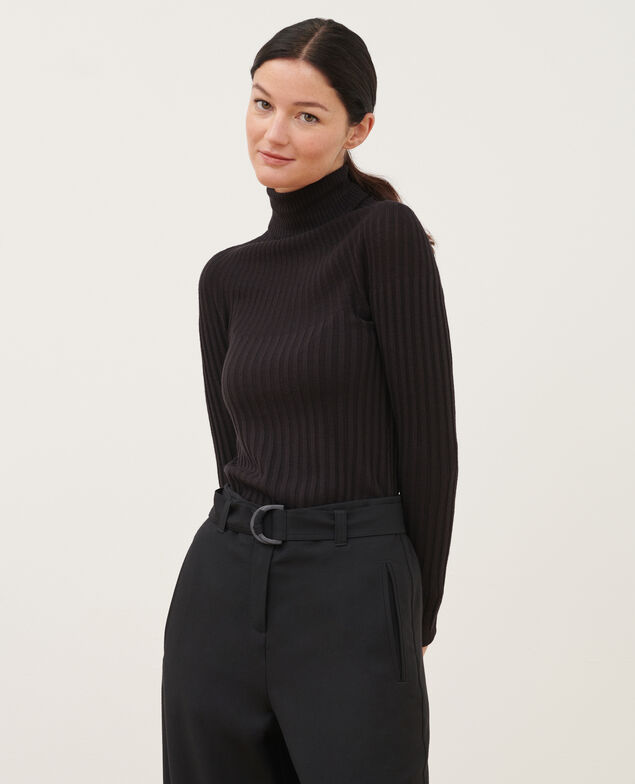 Jersey ajustado de lana merino 8853 09 black 2wju048w20