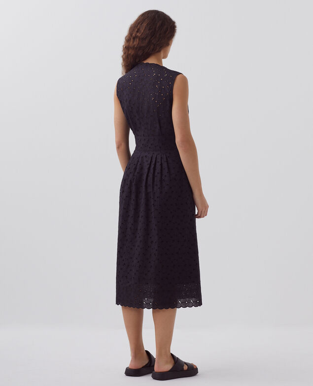 Vestido largo con bordado inglés H091 black beauty
