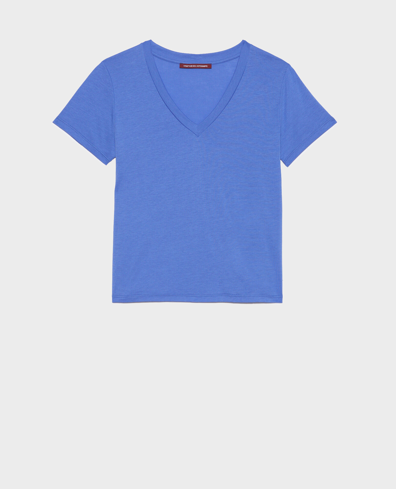 LÉA - Camiseta fluida con cuello de pico 62 blue Paberne