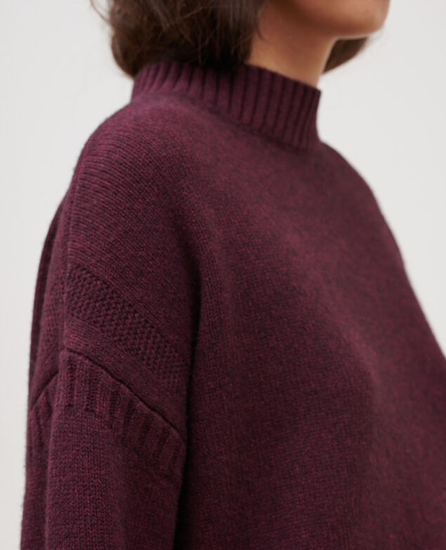 Jersey Cuello subido de lana merino A181 wine knit 3wju119w37