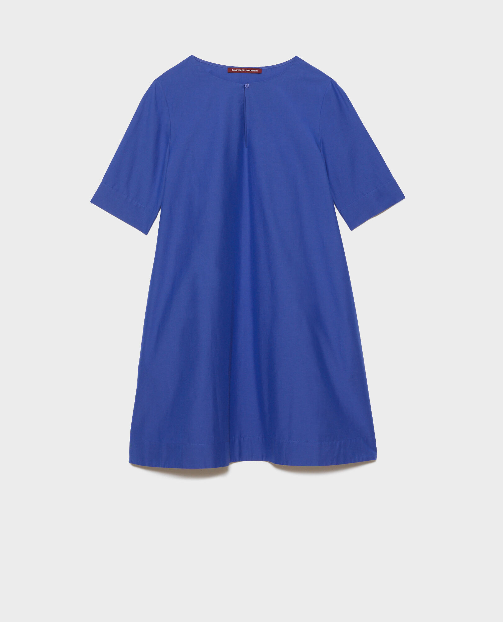 Vestido corto de algodón y seda Royal blue Nerniere