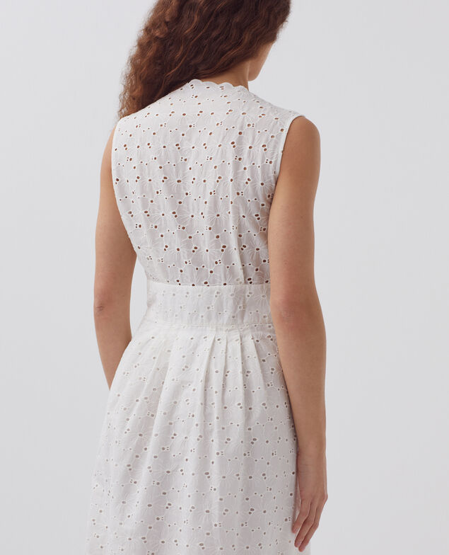 Vestido largo con bordado inglés H003 white
