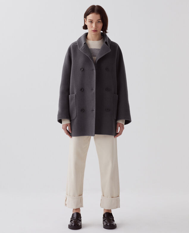 Chaquetón de longitud media de doble cara U060 gray