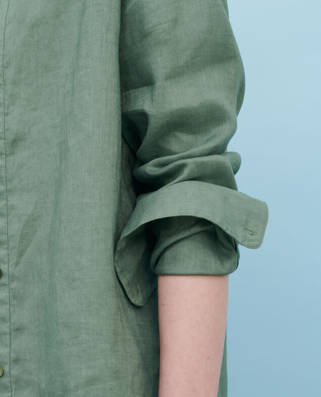 Camisa de lino sin cuello 52 green