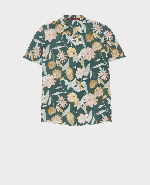 Blusa fluida de manga corta 0331 kaki aubepine