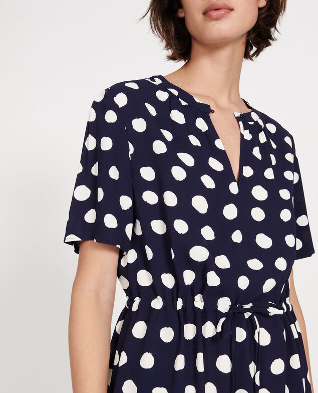 Vestido recto y fluido Dots maritime blue