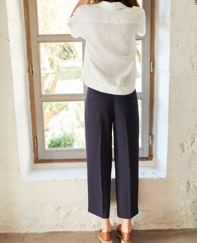 Pantalón corte carrot ancho Navy