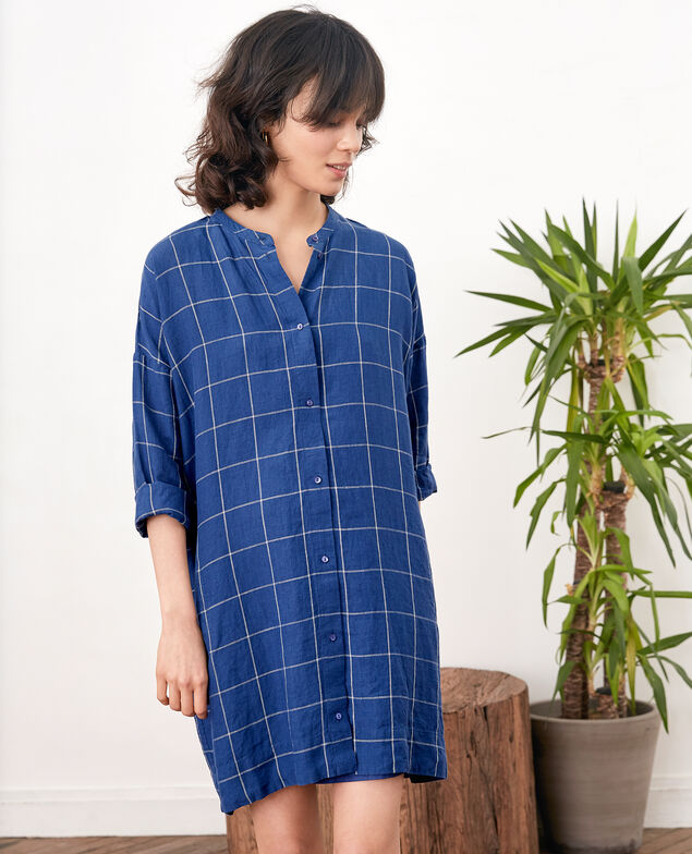 Vestido amplio de lino  Indigo