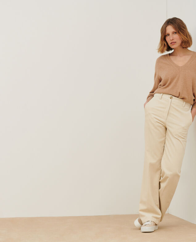 BLANDINE - Pantalón recto de pana 7107c 02 white