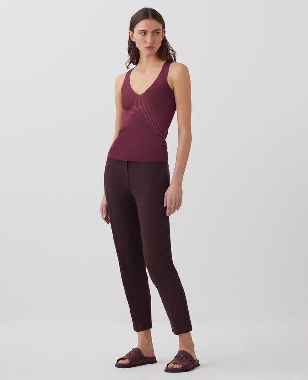 Camiseta de tirantes larga de canalé J750 burgundy