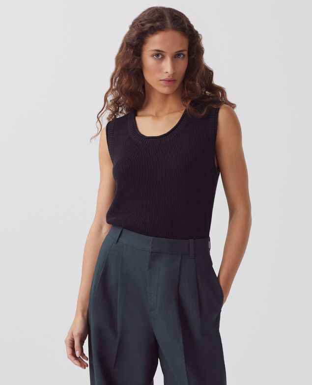 Top largo de lino H091 black beauty