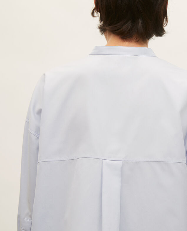 Camisa sin cuello de popelina de algodón. Heather