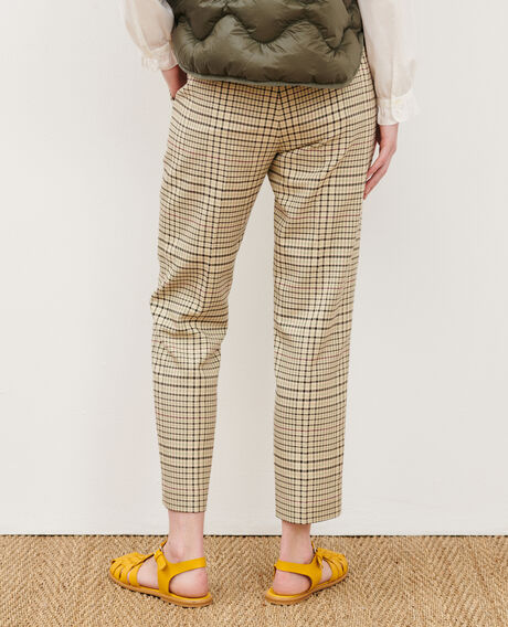 MARGUERITE - Pantalón cigarette 0400 cream checks 3spa005c04