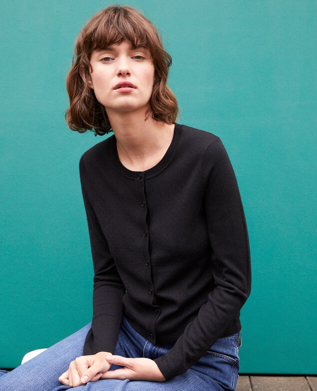 Cárdigan de lana merino Negro
