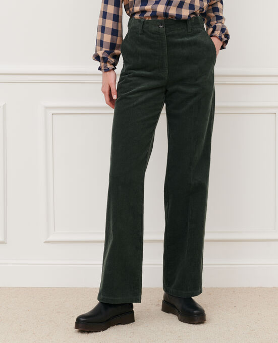 BLANDINE - Pantalón recto de pana 8817 58 DARKGREEN