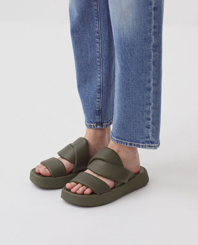 Sandalias de piel H331 kaki