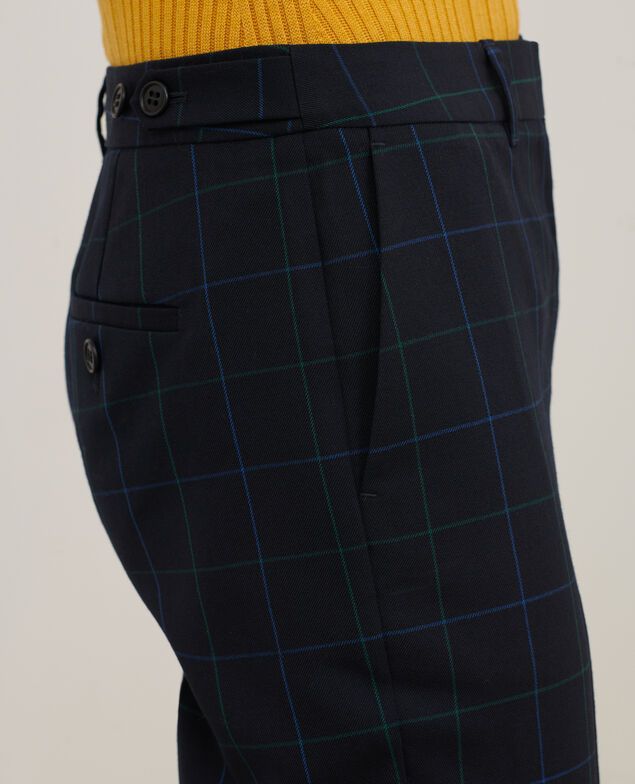 MARGUERITE - Pantalón cigarette de lana A694 navy check
