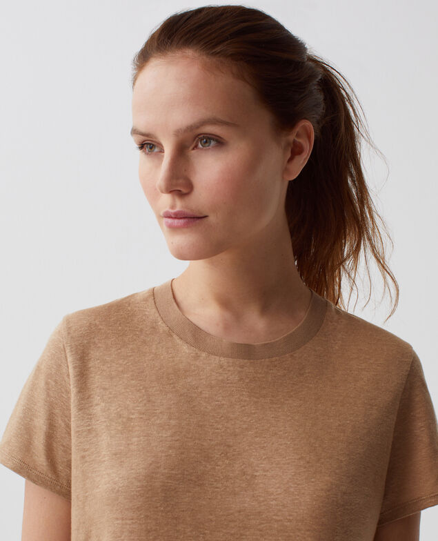 AMANDINE - Camiseta con cuello redondo de lino H330 tiger's eye