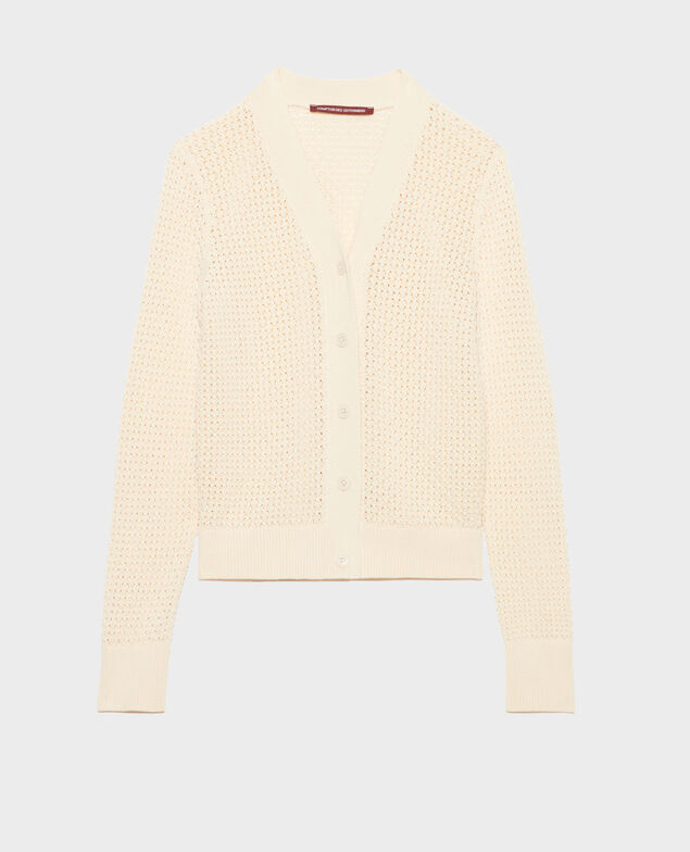 Cárdigan calado de algodón 0401 ivory